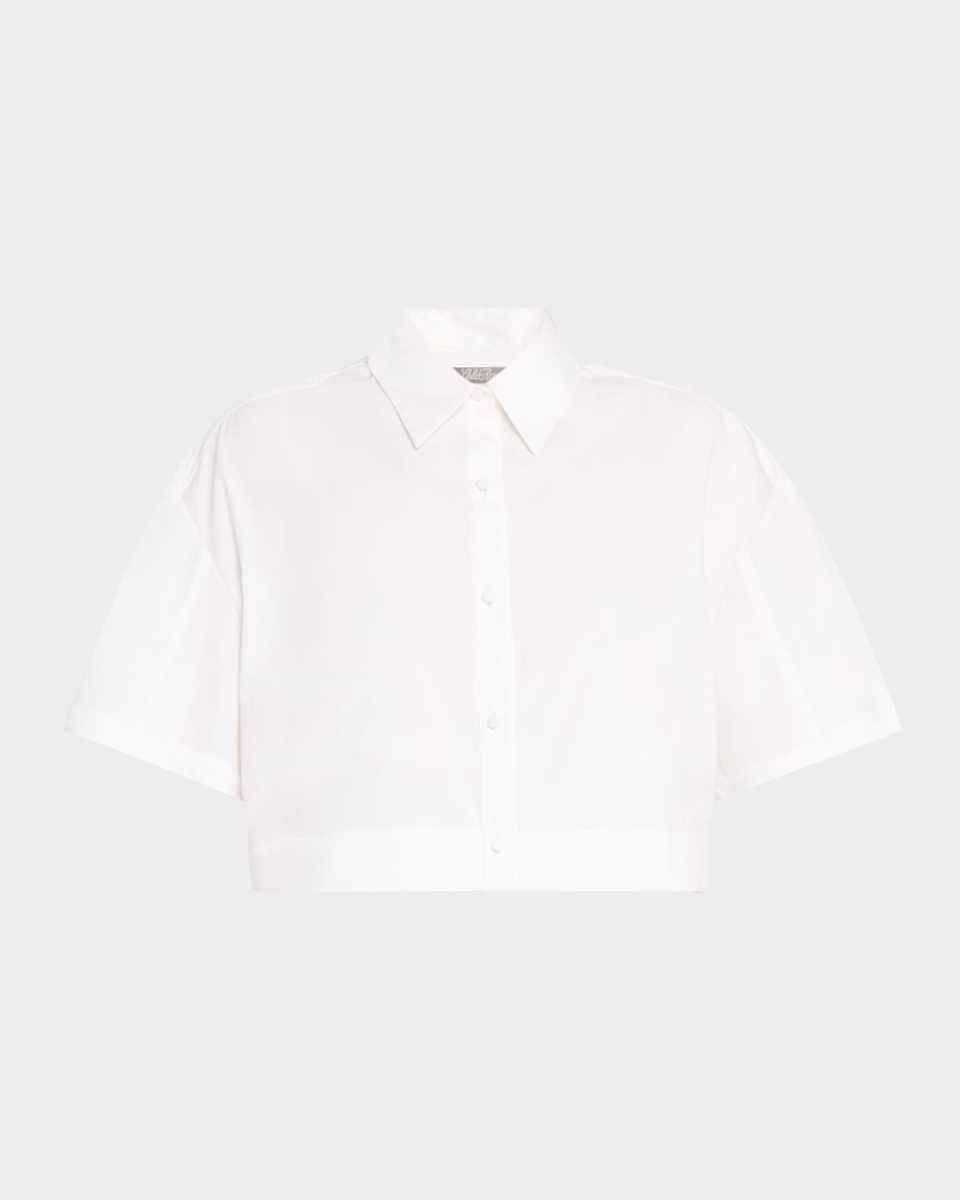 Short-Sleeve Crop Button-Down Shirt